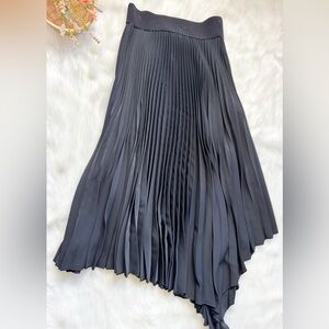 Pre Loved Joseph Pleated Midi Skirt in Black Cupro